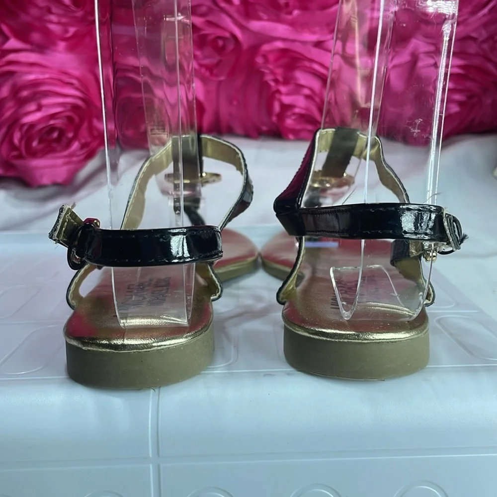 Michael‎ Kors Girls' Black Patent Leather Strappy Sandals, Size 1
